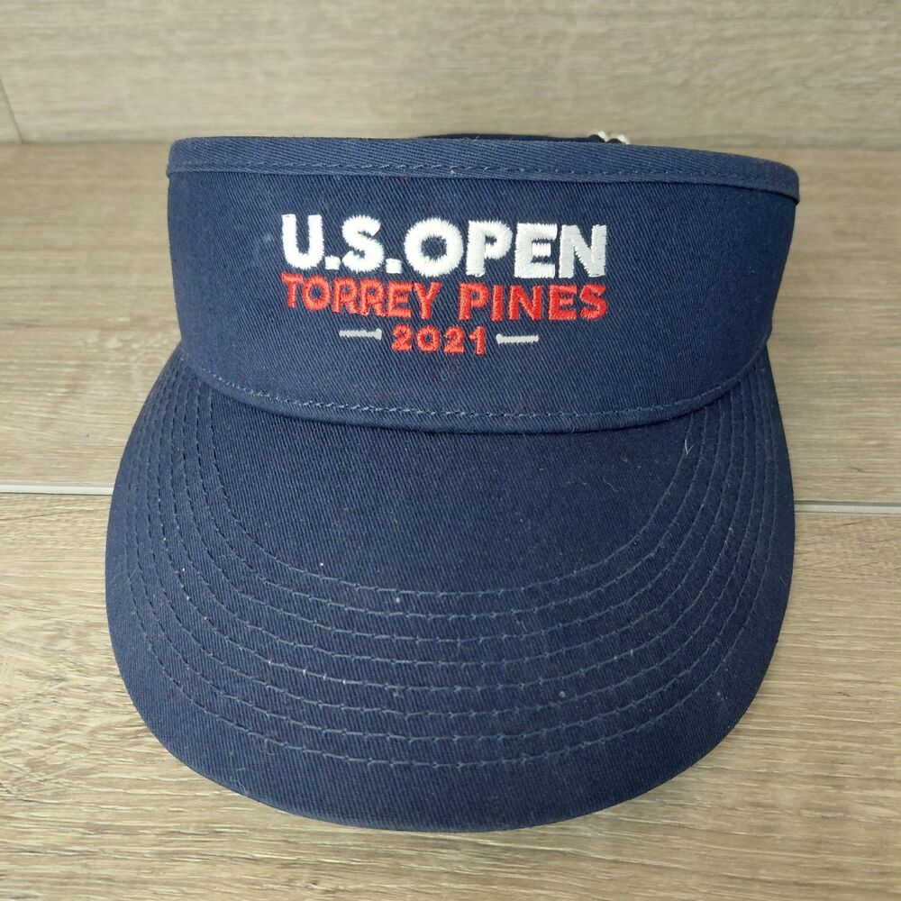 US Open Golf Visor 2021 Torrey Pines Red White Blue Embroidered Spellout Hat Cap